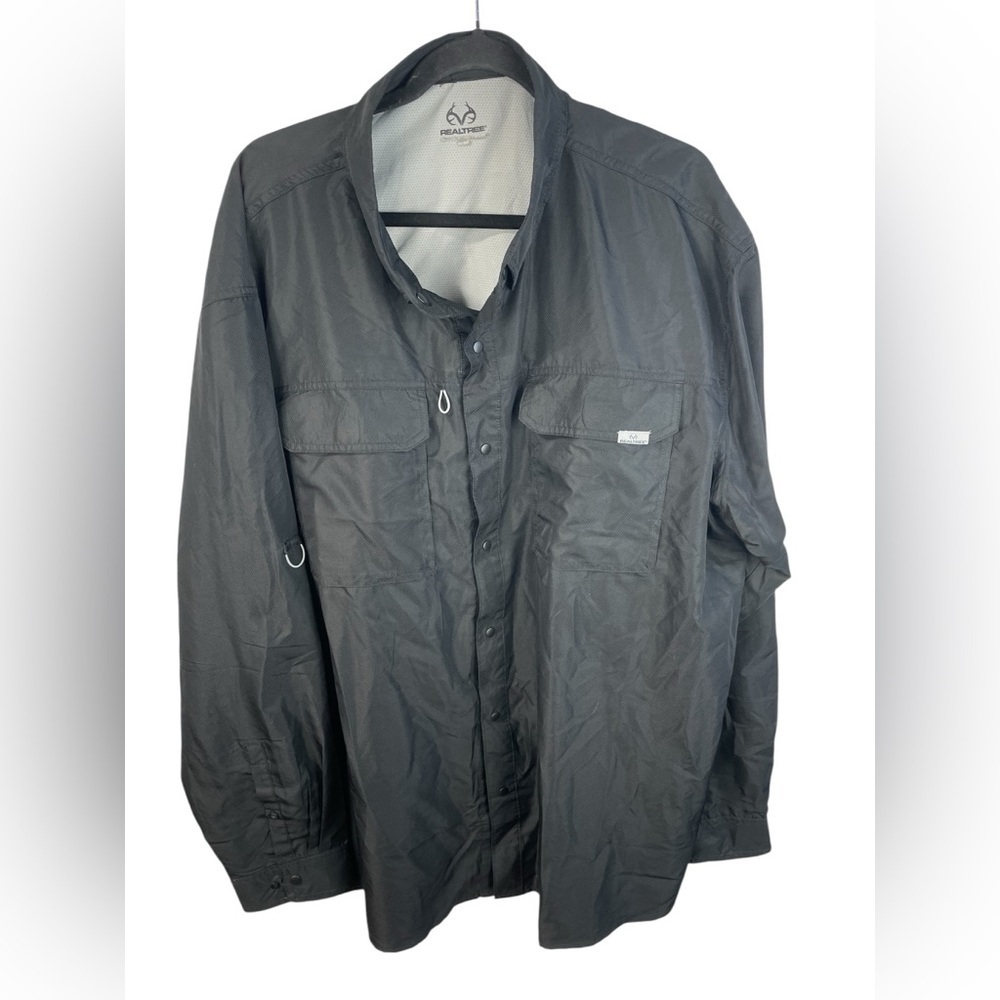 Realtree Black Long Sleeve Hunting Guide Fishing Shirt Size 2XL Mens EUC